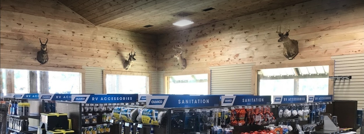 Inside the RV parts & accessories department at Campers Unlimited